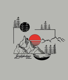 Cotton T-shirt in grey with stylish Grossglockner panorama print