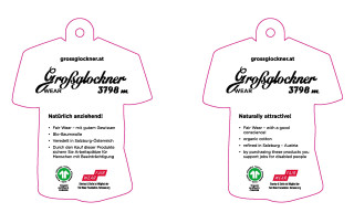 Dark blue cotton T-shirt, unisex with orange print on the front